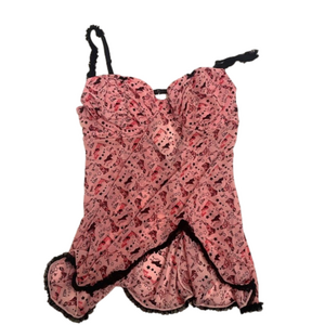 LOVE LA SENZA Cute Pink Graphic Print Lingerie Chemise Teddy. Size L